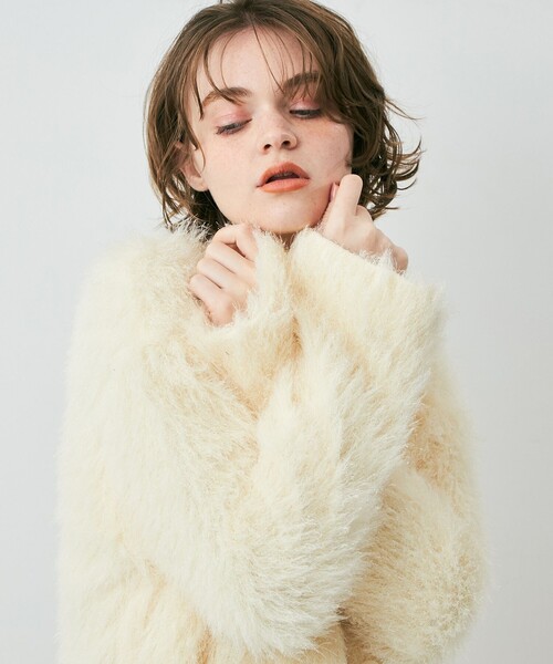 ME COUTURE(ミークチュール)の「ブライトロングシャギーコート(ノーカラーコート・レディース・パープル系その他5/グリーン系その他/アイボリー・FREE)」の21枚目の写真