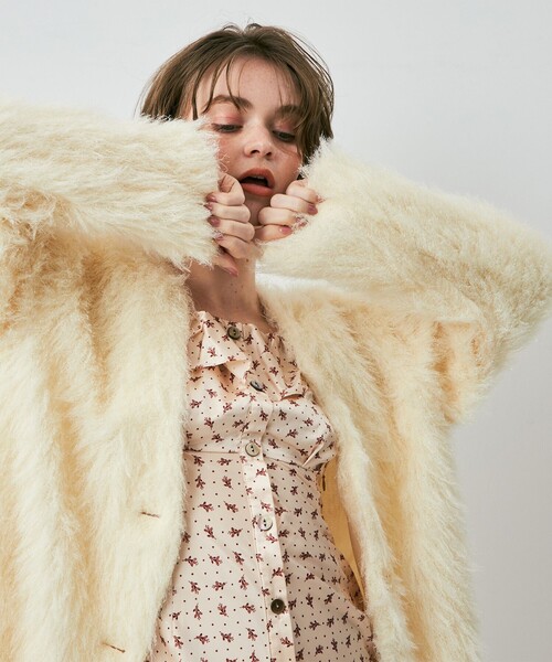 ME COUTURE(ミークチュール)の「ブライトロングシャギーコート(ノーカラーコート・レディース・パープル系その他5/グリーン系その他/アイボリー・FREE)」の22枚目の写真
