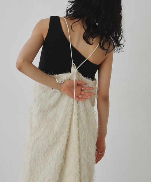 Aunt Marie's（アントマリーズ）の「ヘアリージャガードバッククロスキャミワンピース（ワンピース・レディース・ホワイト/ナチュラル/ブラック・FREE）」の3枚目の写真