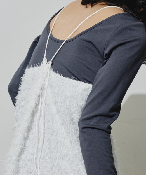 Aunt Marie's（アントマリーズ）の「ヘアリージャガードバッククロスキャミワンピース（ワンピース・レディース・ホワイト/ナチュラル/ブラック・FREE）」の14枚目の写真