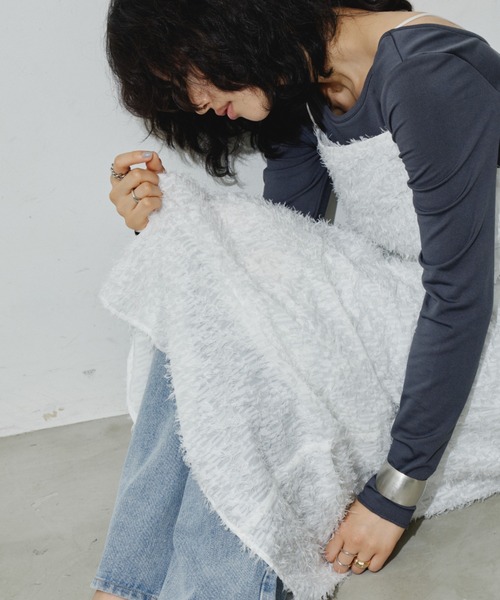 くるみさま専用おまとめ⭐︎ヘアマスカラ、ヘアゴム、カーディガン、バッグ、ワンピース セール】ヘアリージャガードバッククロスキャミワンピース