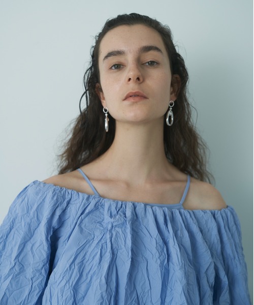 emmi(エミ)の「【emmi atelier】ワッシャーコンビコクーンワンピース(ワンピース・レディース・ブラウン/オフホワイト/ライトブルー・0/1)」の8枚目の写真