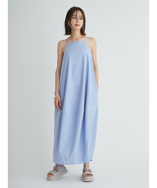 emmi(エミ)の「【emmi atelier】ワッシャーコンビコクーンワンピース(ワンピース・レディース・ブラウン/オフホワイト/ライトブルー・0/1)」の13枚目の写真