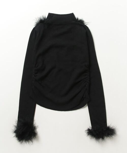 Lumignon ハウンドトゥースファー付きニットトップス Lumignon ハウンドトゥースファー付きニットトップス