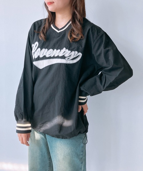 AS KNOW AS plus（アズノゥアズプラス）の「◎リブライン ビッグサイズ ナイロンプルオーバー【UNISEX ITEM】（スウェット・レディース・アイボリー/ネイビー/ブラック/アイボリー系1/パープル系1/ネイビー系1/ブラック系1/ネイビー系2/ブラック系2/レッド系2/ブラック系5/グレー系5/アイボリー系5/マスタード/ホワイト系その他/ブラック系その他/サックスブルー系2/ブラック系7/ホワイト系7/ネイビー系7・FREE）」の6枚目の写真