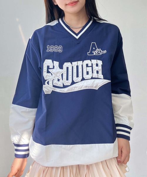 AS KNOW AS plus（アズノゥアズプラス）の「◎リブライン ビッグサイズ ナイロンプルオーバー【UNISEX ITEM】（スウェット・レディース・アイボリー/ネイビー/ブラック/アイボリー系1/パープル系1/ネイビー系1/ブラック系1/ネイビー系2/ブラック系2/レッド系2/ブラック系5/グレー系5/アイボリー系5/マスタード/ホワイト系その他/ブラック系その他/サックスブルー系2/ブラック系7/ホワイト系7/ネイビー系7・FREE）」の15枚目の写真