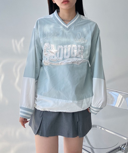 AS KNOW AS plus（アズノゥアズプラス）の「◎リブライン ビッグサイズ ナイロンプルオーバー【UNISEX ITEM】（スウェット・レディース・アイボリー/ネイビー/ブラック/アイボリー系1/パープル系1/ネイビー系1/ブラック系1/ネイビー系2/ブラック系2/レッド系2/ブラック系5/グレー系5/アイボリー系5/マスタード/ホワイト系その他/ブラック系その他/サックスブルー系2/ブラック系7/ホワイト系7/ネイビー系7・FREE）」の17枚目の写真