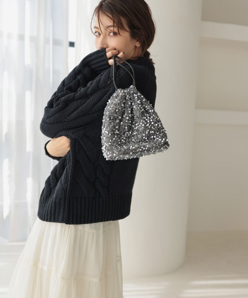 DONOBAN（ドノバン）の「スパンコール巾着ショルダー（ショルダーバッグ・レディース・ブラック×ブラック/グレー系その他/ブラック×シルバー・FREE）」の11枚目の写真
