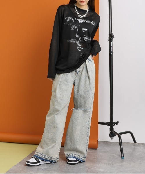 SIGNAL SPORTS（シグナルスポーツ）の「SIGNAL SPORTS/グラフィックデザインシアーロンT（Tシャツ/カットソー・レディース・ホワイト/ブラック/ピンク・FREE）」の7枚目の写真