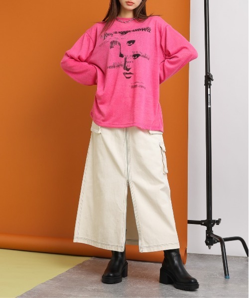 SIGNAL SPORTS（シグナルスポーツ）の「SIGNAL SPORTS/グラフィックデザインシアーロンT（Tシャツ/カットソー・レディース・ホワイト/ブラック/ピンク・FREE）」の12枚目の写真