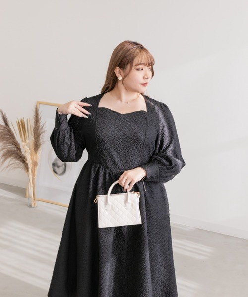 CLETTE(クレット)の「ウエスト切替マトラッセワンピース(ワンピース・レディース・ラベンダー/ブラック・LL/3L/4L)」の9枚目の写真