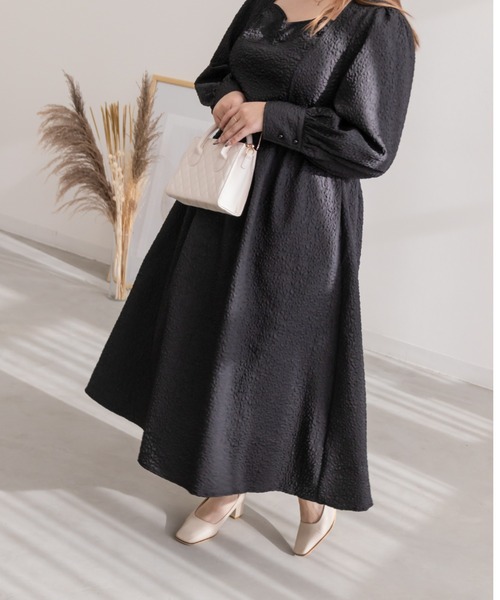 CLETTE(クレット)の「ウエスト切替マトラッセワンピース(ワンピース・レディース・ラベンダー/ブラック・LL/3L/4L)」の10枚目の写真