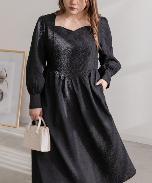 CLETTE(クレット)の「ウエスト切替マトラッセワンピース(ワンピース・レディース・ラベンダー/ブラック・LL/3L/4L)」の8枚目の写真
