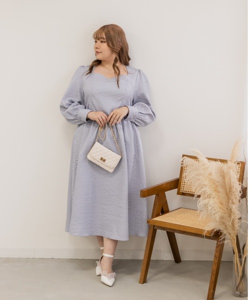 CLETTE(クレット)の「ウエスト切替マトラッセワンピース(ワンピース・レディース・ラベンダー/ブラック・LL/3L/4L)」の6枚目の写真