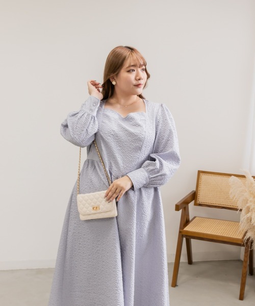 CLETTE(クレット)の「ウエスト切替マトラッセワンピース(ワンピース・レディース・ラベンダー/ブラック・LL/3L/4L)」の5枚目の写真