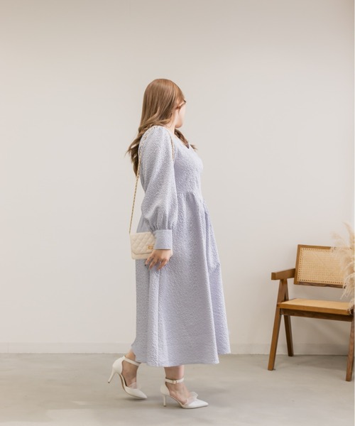 CLETTE(クレット)の「ウエスト切替マトラッセワンピース(ワンピース・レディース・ラベンダー/ブラック・LL/3L/4L)」の19枚目の写真