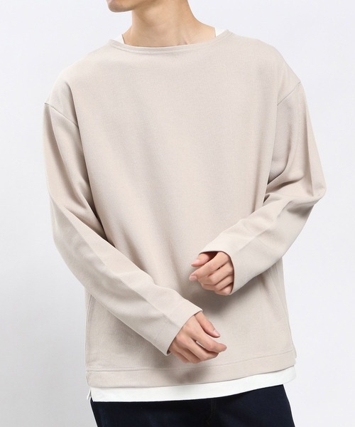 GLOBAL WORK Smile Seed Store(グローバルワーク スマイルシードストア)の「ダブルフェイスボートネック長袖/984197(Tシャツ/カットソー・メンズ・ネイビー/ベージュ/ブラック・SMALL/X-LARGE/MEDIUM/LARGE)」の17枚目の写真