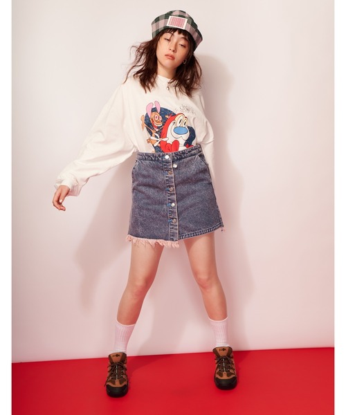 Little sunny bite(リトルサニーバイト)の「/Little Sunny Bite/denim-skirt(スカート・レディース・ブラック/イエロー/ピンク・MEDIUM/SMALL)」の3枚目の写真