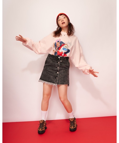 Little sunny bite(リトルサニーバイト)の「/Little Sunny Bite/denim-skirt(スカート・レディース・ブラック/イエロー/ピンク・MEDIUM/SMALL)」の1枚目の写真