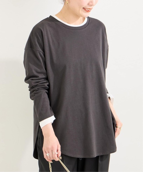 B.C STOCK(ベーセーストック)の「《追加3》裾ラウンドロンTEE(Tシャツ/カットソー・レディース・ホワイト/ブラック系その他/ブラック・FREE)」の2枚目の写真
