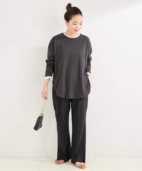 B.C STOCK(ベーセーストック)の「《追加3》裾ラウンドロンTEE(Tシャツ/カットソー・レディース・ホワイト/ブラック系その他/ブラック・FREE)」の4枚目の写真