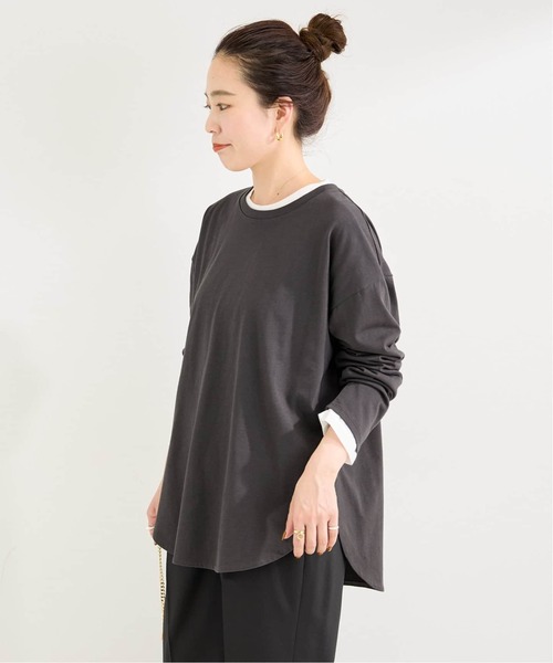 B.C STOCK(ベーセーストック)の「《追加3》裾ラウンドロンTEE(Tシャツ/カットソー・レディース・ホワイト/ブラック系その他/ブラック・FREE)」の8枚目の写真
