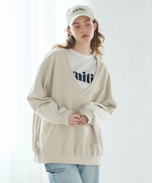 coca(coca)(コカ)の「【WEB限定セール】Vネックコットンスウェット(スウェット・レディース・アイボリー/ライトベージュ・L/M)」の12枚目の写真
