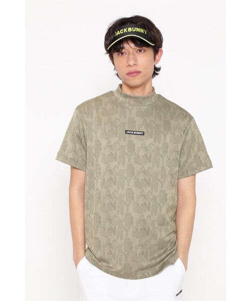 Jack Bunny!!(ジャックバニー)の「【Jack Bunny!!】ロゴジャガード 半袖モックネックカットソー(Tシャツ/カットソー・メンズ・ブラック/ベージュ/イエロー/ホワイト・MEDIUM/LARGE/X-LARGE)」の4枚目の写真