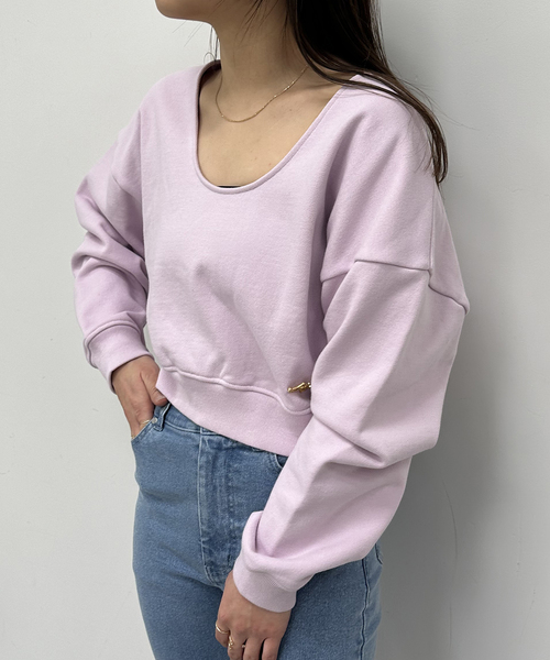 U by SPICK&SPAN(ユーバイスピックアンドスパン)の「プレート裏毛プルオーバー(スウェット・レディース・ブラック/アイボリー/ピンク系その他・FREE)」の3枚目の写真