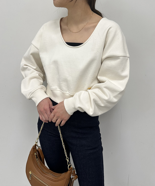 U by SPICK&SPAN(ユーバイスピックアンドスパン)の「プレート裏毛プルオーバー(スウェット・レディース・ブラック/アイボリー/ピンク系その他・FREE)」の7枚目の写真