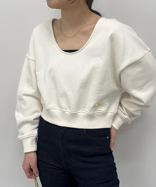 U by SPICK&SPAN(ユーバイスピックアンドスパン)の「プレート裏毛プルオーバー(スウェット・レディース・ブラック/アイボリー/ピンク系その他・FREE)」の6枚目の写真
