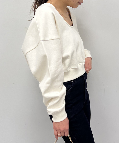 U by SPICK&SPAN(ユーバイスピックアンドスパン)の「プレート裏毛プルオーバー(スウェット・レディース・ブラック/アイボリー/ピンク系その他・FREE)」の5枚目の写真