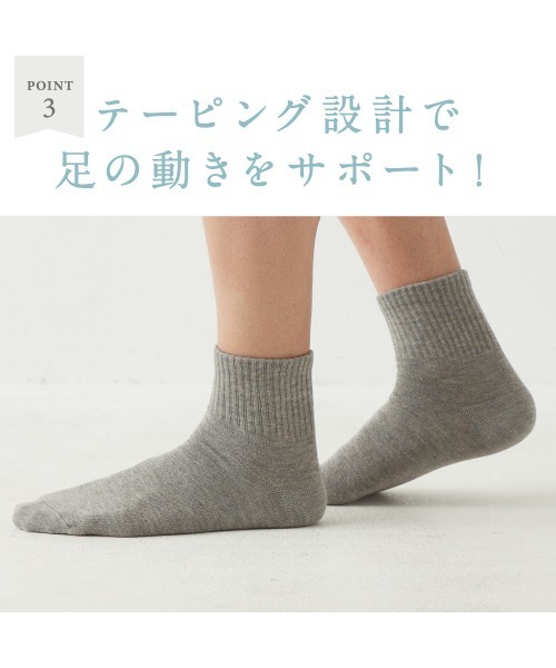 BODY WILD(ボディーワイルド)の「BODY WILD/ボディワイルド 靴下 Tough タフ アーチサポート(ソックス/靴下・メンズ・ホワイト/グレー/ブラック/ネイビー・25-27CM)」の7枚目の写真