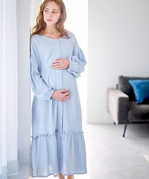 Rosemadame（ローズマダム）の「コットン100％ ダブルガーゼ ボリューム袖ネグリジェ/長袖ワンピース(産前・産後対応 マタニティ＆授乳服 パジャマ/ルームウェア)（マタニティウェア/グッズ）」