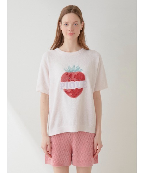gelato pique（ジェラートピケ）の「スムーズィーフルーツジャガードプルオーバー&ショートパンツセット（ルームウェア/パジャマ・レディース・グリーン/イエロー/ピンク・FREE）」の5枚目の写真