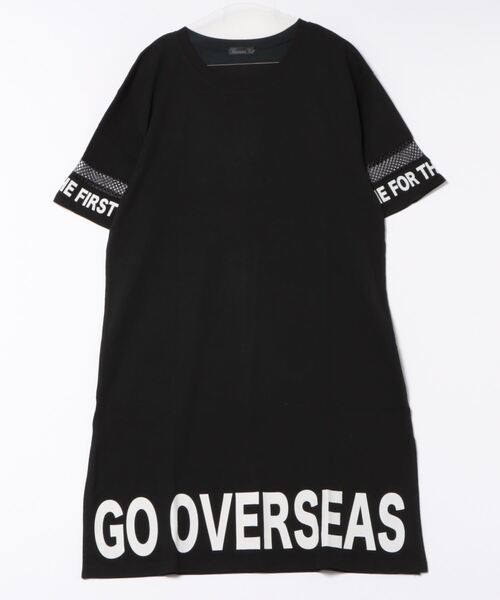 GLAMOROUS JANE(グラマラスジェーン)の「袖メッシュ切替バック裾ロゴプリントTシャツワンピース(ワンピース・レディース・ブラック/カーキ/オフホワイト・M)」の6枚目の写真