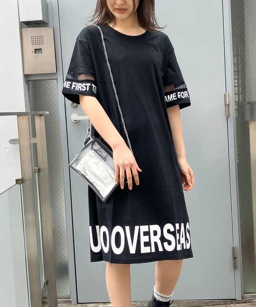 GLAMOROUS JANE(グラマラスジェーン)の「袖メッシュ切替バック裾ロゴプリントTシャツワンピース(ワンピース・レディース・ブラック/カーキ/オフホワイト・M)」の20枚目の写真