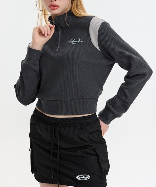 HOOK(フック)の「【HOOK】for girls 肩切り替えハーフジップ(スウェット・レディース・グレー/ブラック・L/M/S)」の19枚目の写真