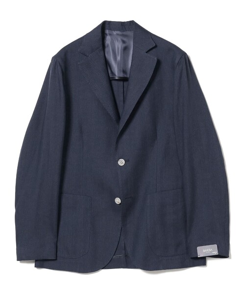BARBA バルバ シャツジャケット リネン ヘリンボーン ネイビー