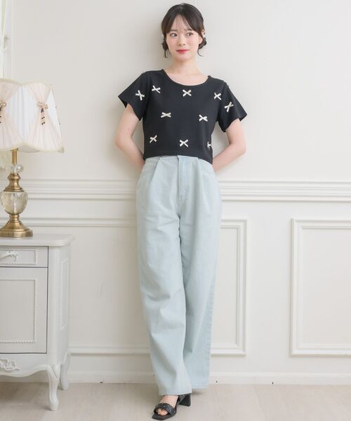 ems excite（エムズエキサイト）の「メニーリボンワッフルCT（Tシャツ/カットソー・レディース・ピンク/オフホワイト/ブラック/ダークグレー・FREE）」の7枚目の写真
