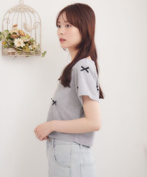 ems excite（エムズエキサイト）の「メニーリボンワッフルCT（Tシャツ/カットソー・レディース・ピンク/オフホワイト/ブラック/ダークグレー・FREE）」の22枚目の写真