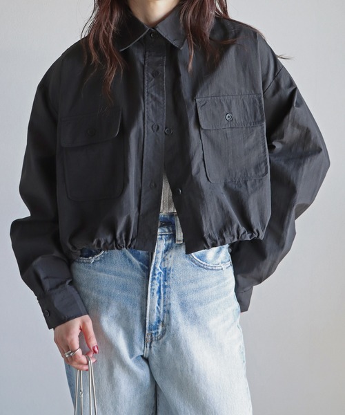 COURO(コウロ)の「ナイロンオーバーショートシャツ(シャツ/ブラウス・レディース・サーモンピンク/アイボリー/ブラック/オリーブ/ブルー・FREE)」の11枚目の写真