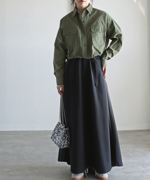 COURO(コウロ)の「ナイロンオーバーショートシャツ(シャツ/ブラウス・レディース・サーモンピンク/アイボリー/ブラック/オリーブ/ブルー・FREE)」の22枚目の写真
