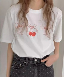 Ulysses（ユリシス）の「チェリーリボンプリントTシャツ（Tシャツ/カットソー）」
