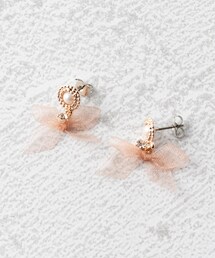 Grandedge（グランドエッジ）の「ピアス ニッケルフリー シアー リボン パール調 ストーン チタンポスト ドロップピアス（ピアス（両耳用））」