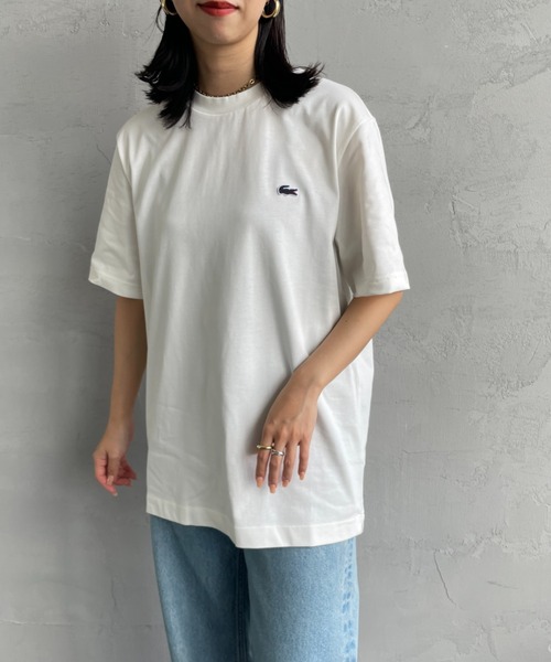LACOSTE★半袖 ロゴ クルーネック バックプリント Tシャツ★白★ LACOSTE/ラコステ】バックプリント クルーネックTシャツ ワン