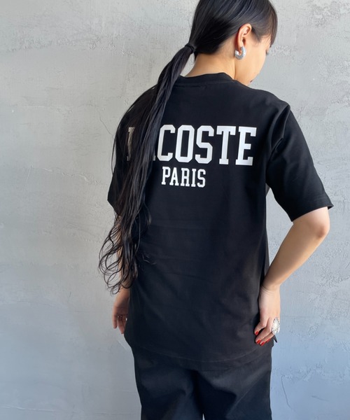 LACOSTE☆ロゴ バックプリント Tシャツ 半袖 LACOSTE tシャツ 「オンライン限定」LACOSTE オーバーサイズ