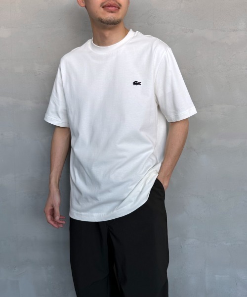LACOSTE★半袖 ロゴ クルーネック バックプリント Tシャツ★白★ LACOSTE tシャツ スモールパリロゴクルーネックTシャツ メンズ