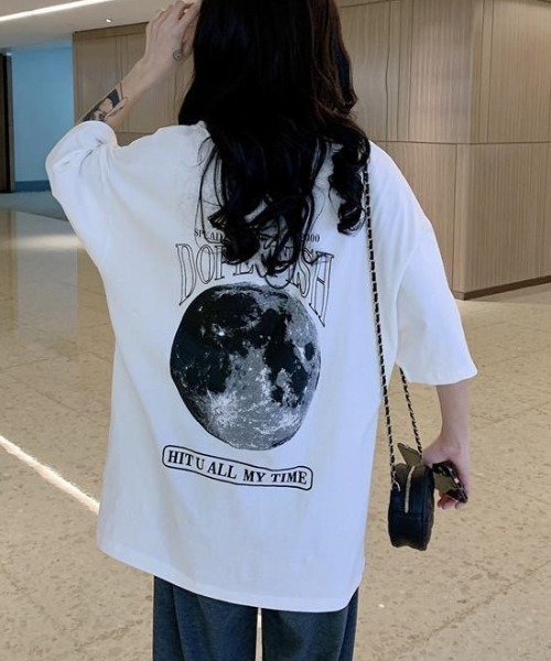 SHEENA(シーナ)の「プラネットロゴバックプリントオーバーサイズTシャツ(Tシャツ/カットソー・レディース・ホワイト/グレー・M)」の9枚目の写真