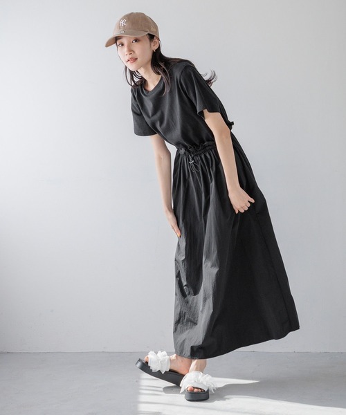 LOWRYS FARM（ローリーズファーム）の「ドッキングワンピースＳＳ 109447（ワンピース・レディース・ブラック/チャコールグレー/ホワイト・FREE）」の19枚目の写真